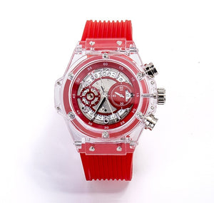 fashion men women wristwatches Automatic mechanical Large dial woman man watches Transparent waterproof white blue gold red