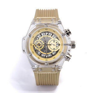 fashion men women wristwatches Automatic mechanical Large dial woman man watches Transparent waterproof white blue gold red